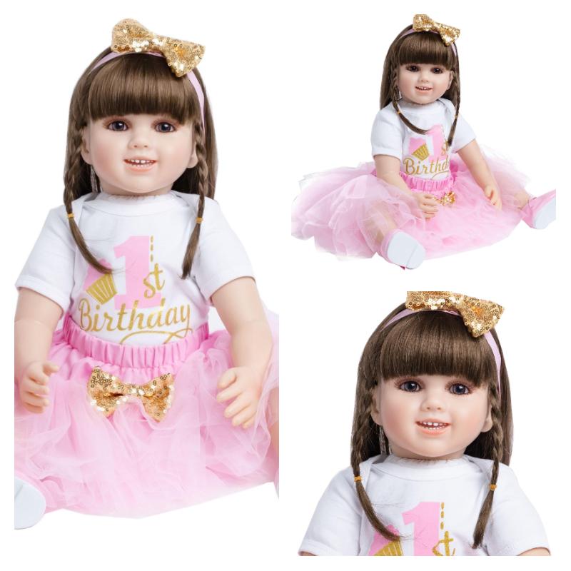 BZDOLL 60 см кукла реборн для малышей, тканевое тело, 24 дюйма, мягкие виниловые конечности, куклы принцессы для девочек, подарок на день рождения, детский игровой домик, игрушка