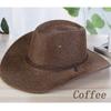 2021 New Outdoor Wide Brim Hat Men's Retro Classic Summer Cool Western Cowboy Hat All-match Linen Sun Hat