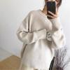 Autumn Winter Simplicity Loose Solid Color Knitwear Women Vintage Office Lady Sweater All-match Casual Knitting Tops