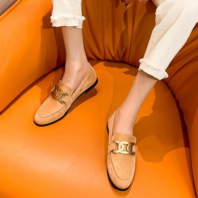 Женская обувь на плоской подошве Весенняя мода Цепь Женские слипоны Лоферы Обувь Плоский каблук Повседневный Британский стиль Оксфорды
