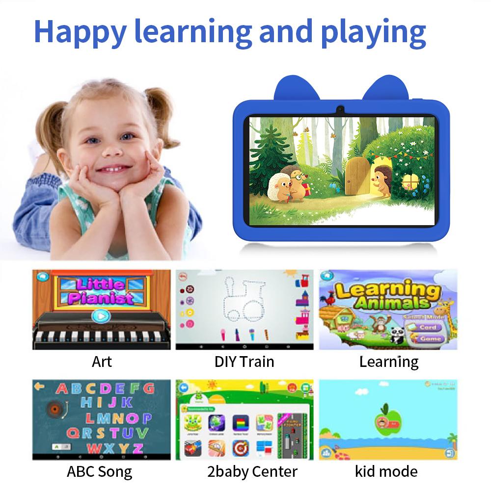 Планшет для детей 7 дюймов Android 13 Wi-Fi Bluetooth 4 ГБ+64 ГБ Двойная камера Образовательное программное обеспечение 5G WiFi Планшетный ПК