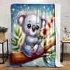 Cute Koala with Flowers on Starry Night print blanket soft and cozy perfect for the living room bed sofa or a nap,gift