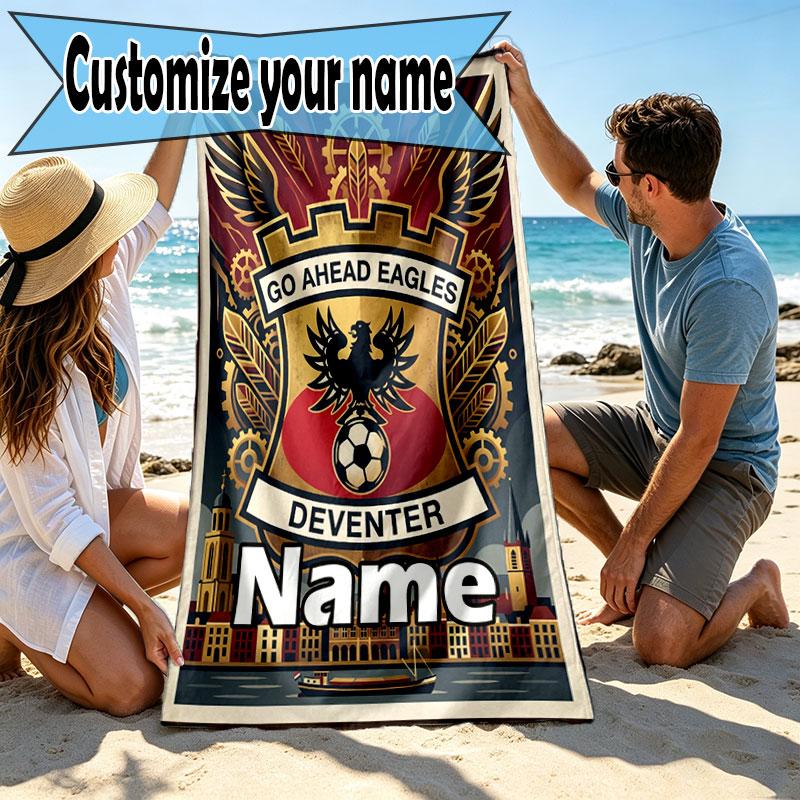 Custom Name Personalized Go Ahead Eagles Print Beach Towel, for Trip Camping Beach Party Home Decor, Birthday Gift for Family & Friends