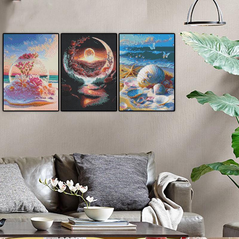 5D Алмазная картина Полный Алмазный пляж Белая роза Алмазная картина Ручная работа Diy Алмазная мозаика Картина Украшение дома