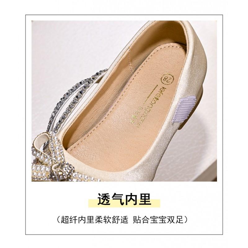 Girls Princess Bow Shoes Kids Low-Top Slip-Ons Flat