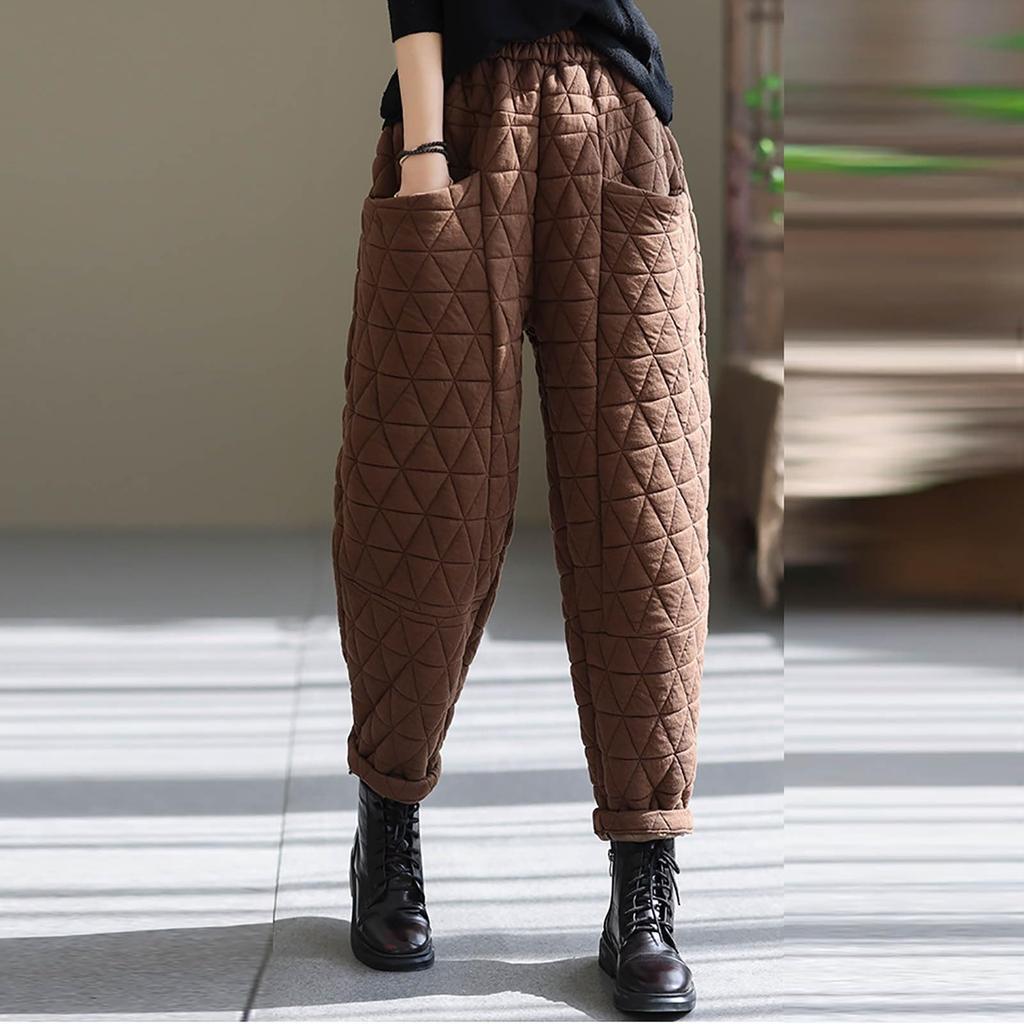 Women's Solid Color Plus-size Cotton Vintage Casual Thickened Haren Pants Pants