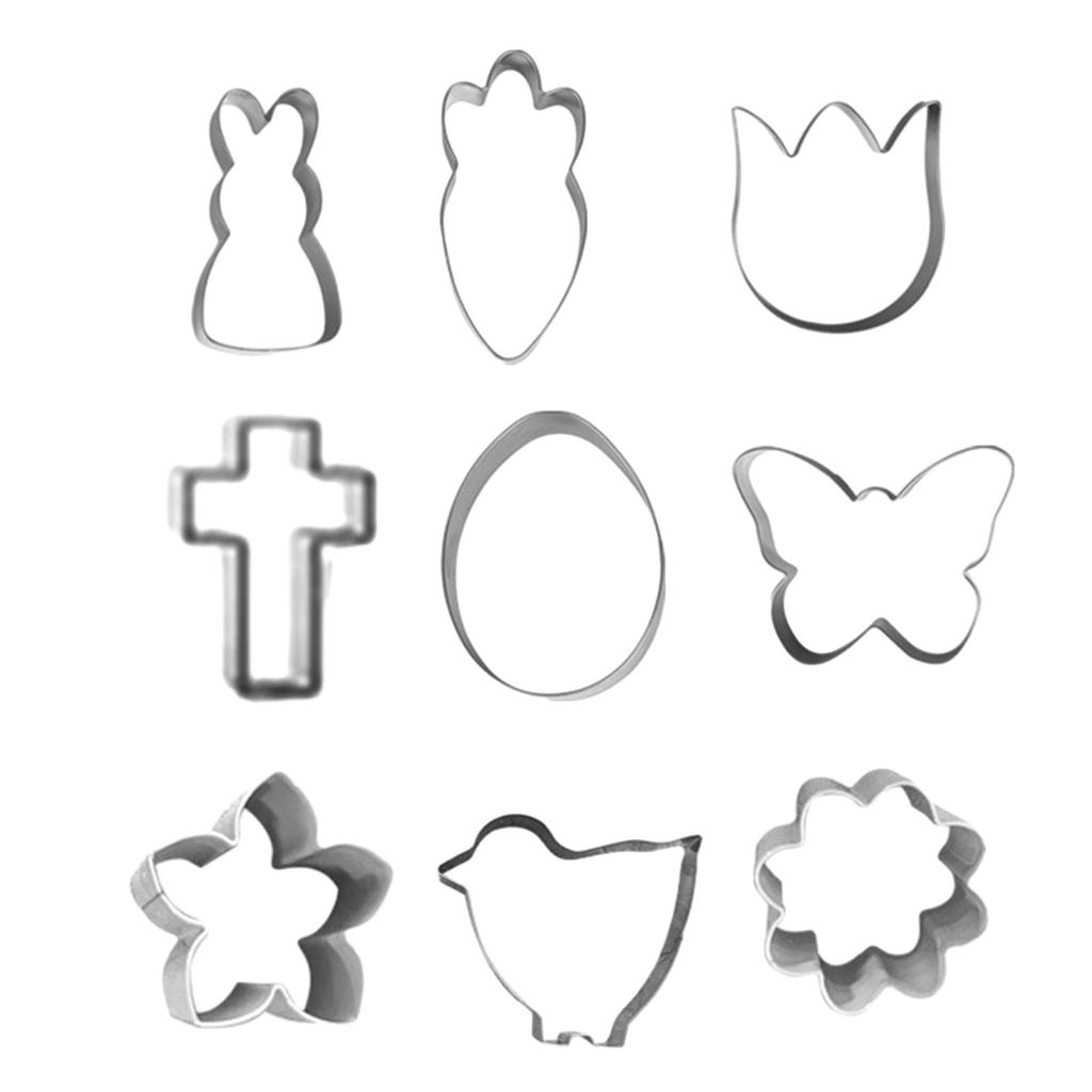 9 Piece Easter Cookie Cutter Set Durable Molds Unique DIY Cookie Moulds Baking Tools Biscuit Molds for Baking and Crafts