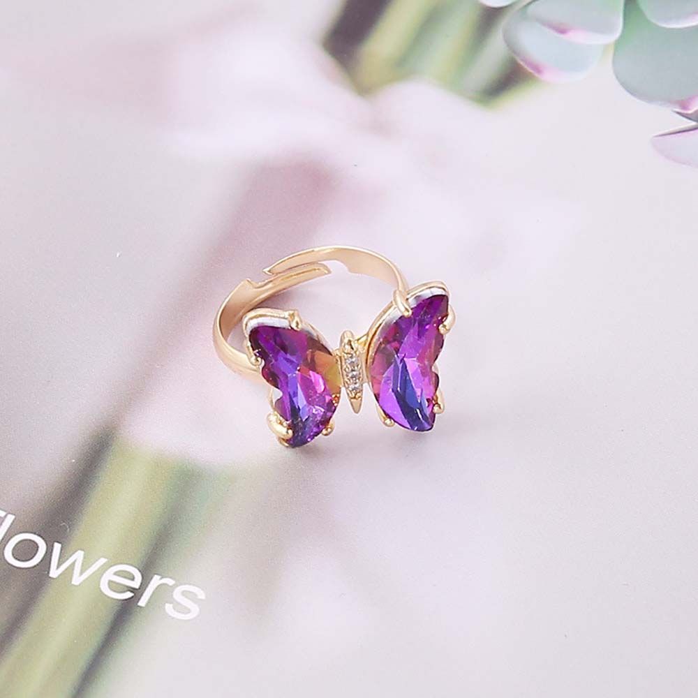 Personality Women Girls Korean Butterfly Open Ring Crystal Fashion Jewelry Finger Rings