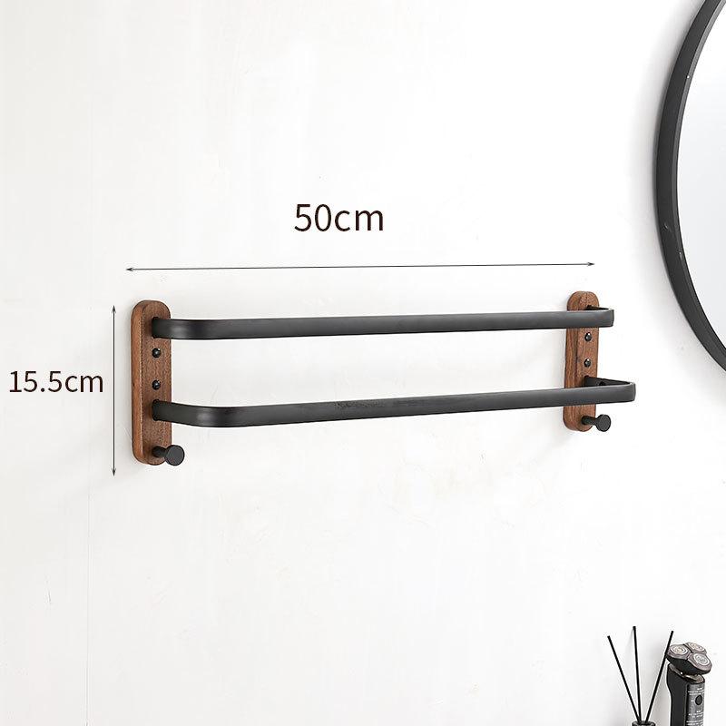 40cm-60cm Wood Bathroom Towel Rack Black/White Aluminum Towel Holder Wall Hanging Multi Pole Triple Towel Bar With Hook