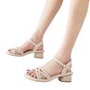Sandals Summer Women's Fashion and Comfort 2025 New Thick Heel One-word Buckle Korean Version Casual Middle Heel Outer Women's Shoes