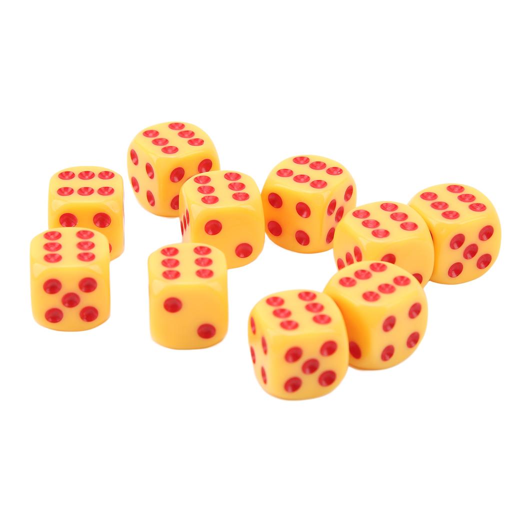 20Pcs 16mm Rounded Corner Dice 6 Sided Game Dice Set for Table Board Games Math Games Yellow Red Dots