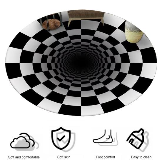 Круглый ковер, износостойкий, моющийся, геометрический, противоскользящий, 3D стерео, ковер, коврик для спальни, украшение для пола