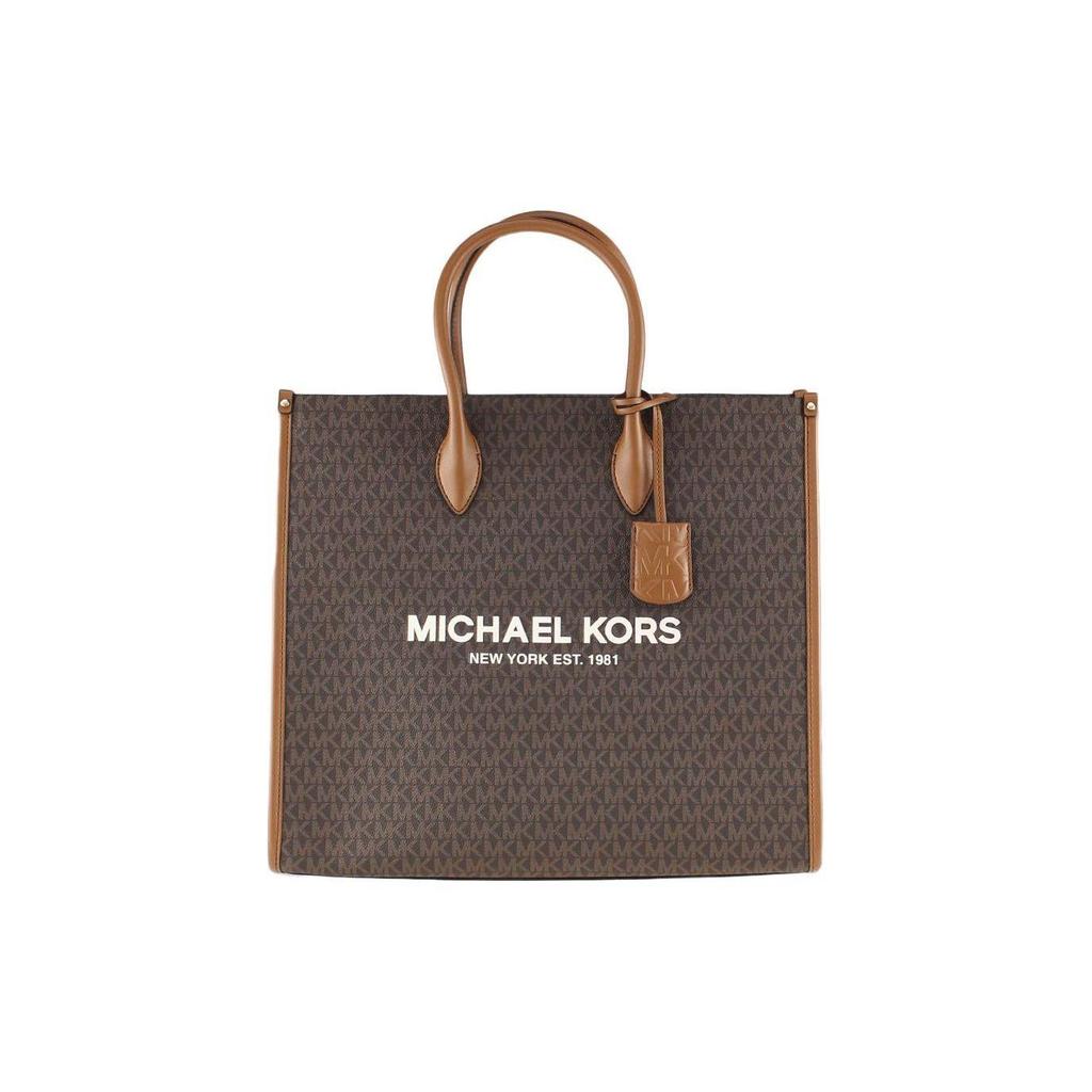Michael Kors MK Mirella Monogram Print Detachable Shoulder Strap Tote Bag Women Tote Brown 35F2G7ZT3B-BROWN
