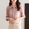 Spring and Autumn New Long Sleeve Silk Shirt Women's Temperament Solid Color Mulberry Silk Shirt Top Trend