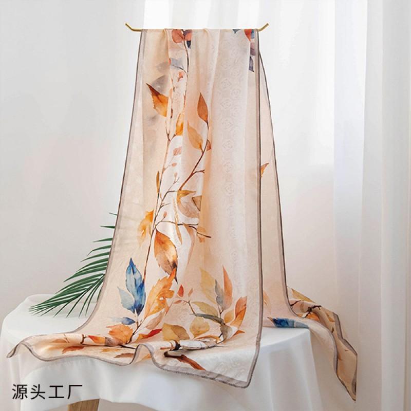 Mulberry Silk Scarf Fashion Versatile Printed Shawl Gift Mom Lightweight