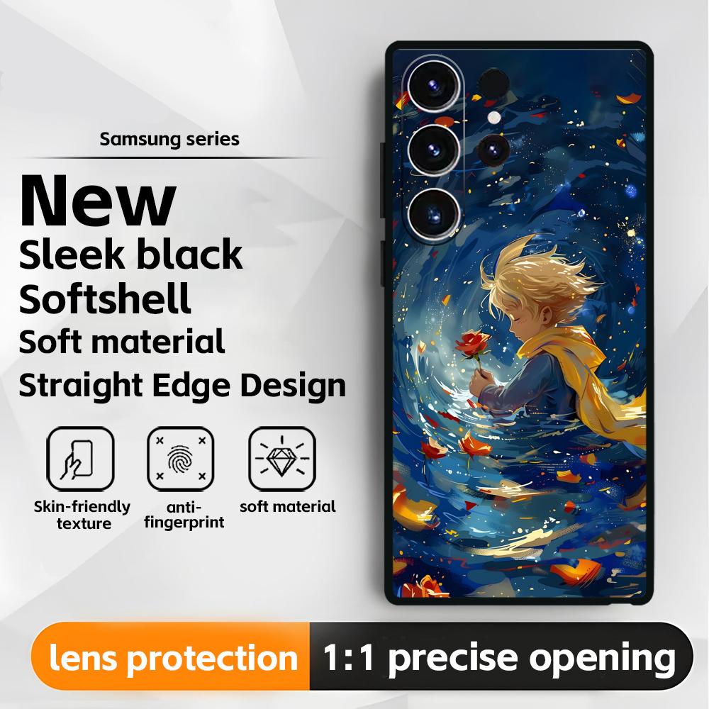 Аниме Маленький принц Чехол для телефона для Samsung Galaxy S25 S24 S23 S22 S21 S20 Plus Ultra Note20 Мягкий Черный
