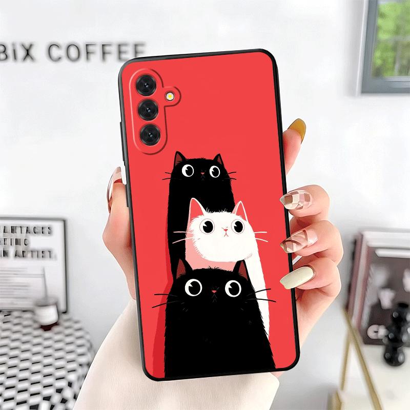 Кошка Милый Котёнок Мультяшный Мягкий Чехол для Телефона для Samsung A17 A37 A57 A16 A26 A36 A56 A15 A25 A35 A55 A14 A24 A34 A54 A13 A23 A33 A53