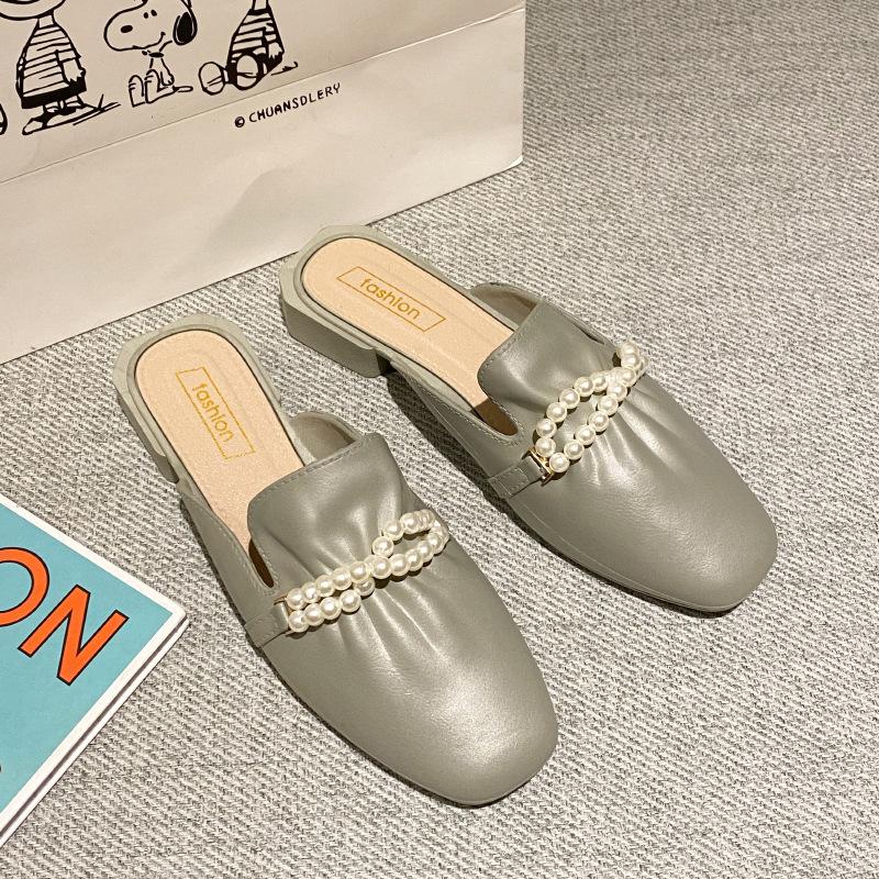 Корейская версия модных полутапочек, женская летняя верхняя одежда, ленивые одиночные туфли Baotou, универсальные женские летние тапочки без шнуровки