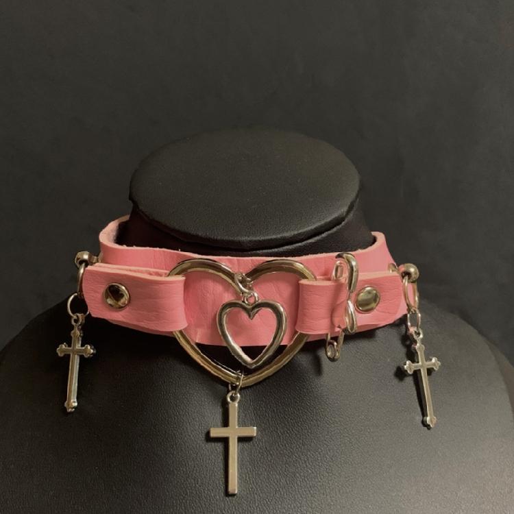 Кожаное Ожерелье Кулон Крест Ожерелье-чокер с Крестом для Женщин