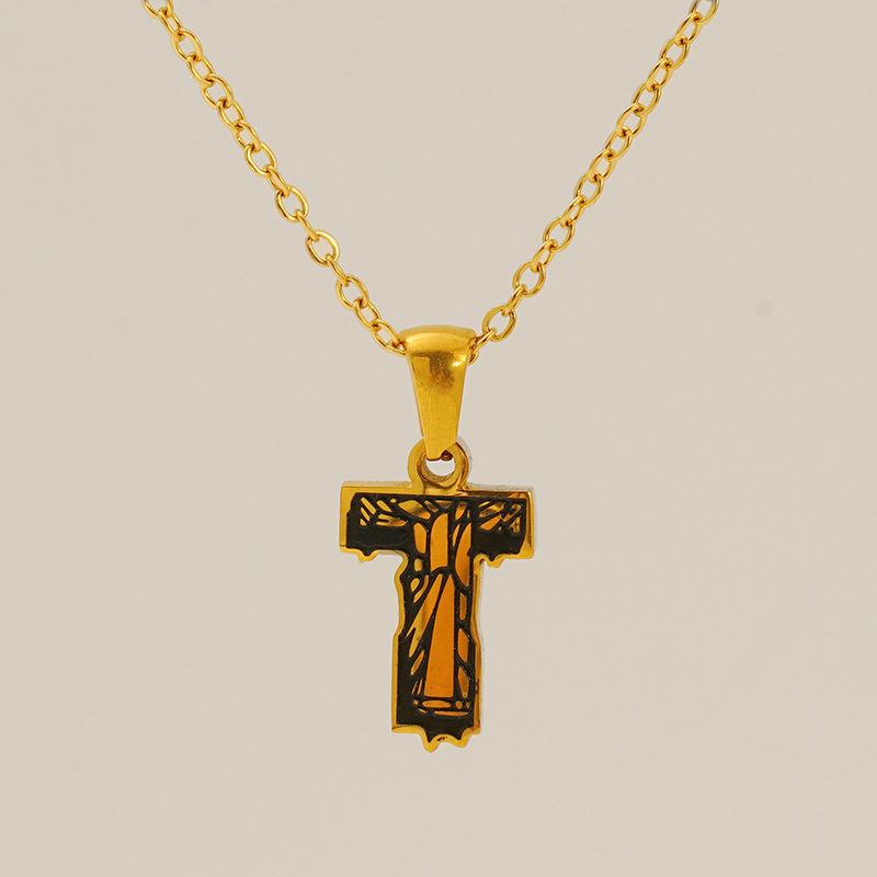 Горячий узор коры Уникальная подвеска с буквой Модная повседневная из нержавеющей стали с золотым покрытием Ожерелье с буквой Женское