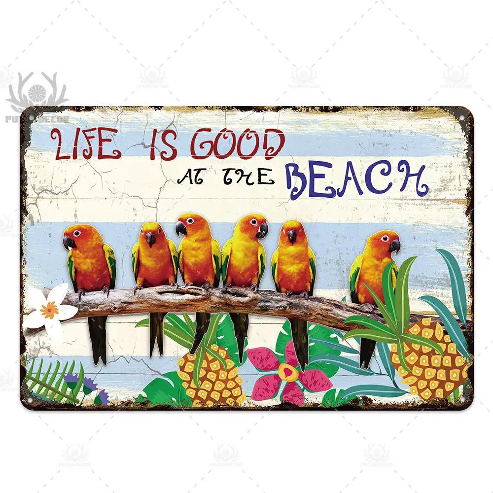 Beach Tin Sign Plaque Metal Vintage Summer Metal Wall Sign Beach Decor for Beach Bar Beach House Seaside Decorative Plate