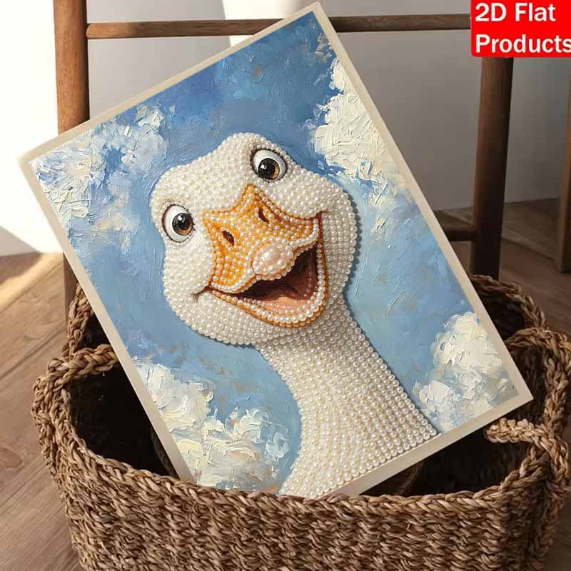 Pearl swan art canvas wall decoration bedroom living room pearl mosaic oil painting texture funny animal portrait home decor wall art