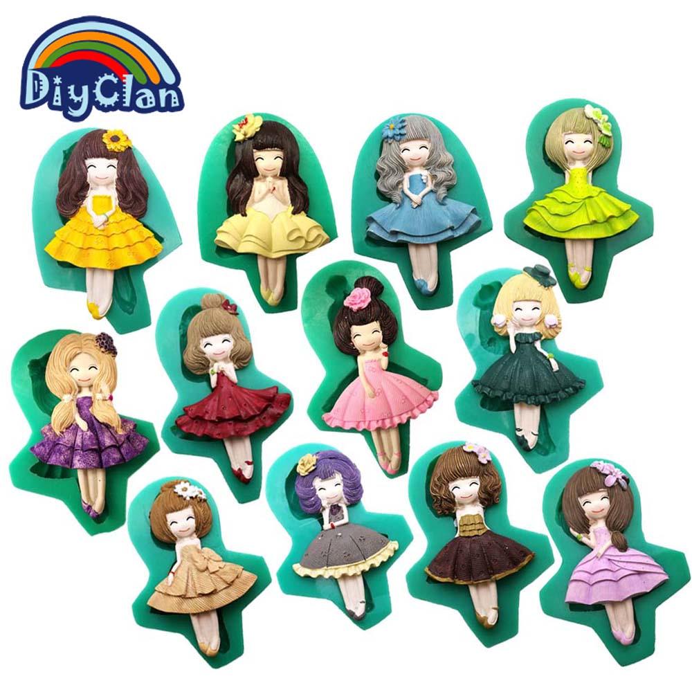 Силиконовые формы, 12 стилей, красивые формы для помадки для девочек, инструменты для украшения торта, формы для шоколада, инструменты для выпечки