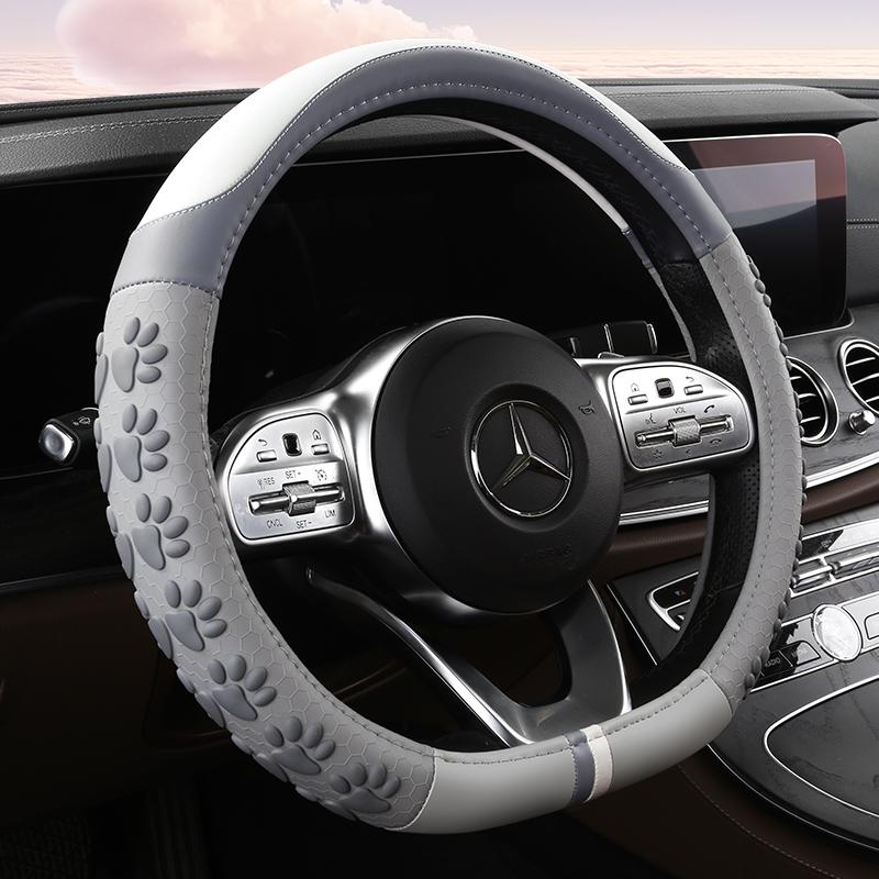 Car Steering Wheel Cover Universal Anti-Slip Cat Claws Leather Car Steering Wheel Protective Cover 38CM Cute Pink Type O DD D