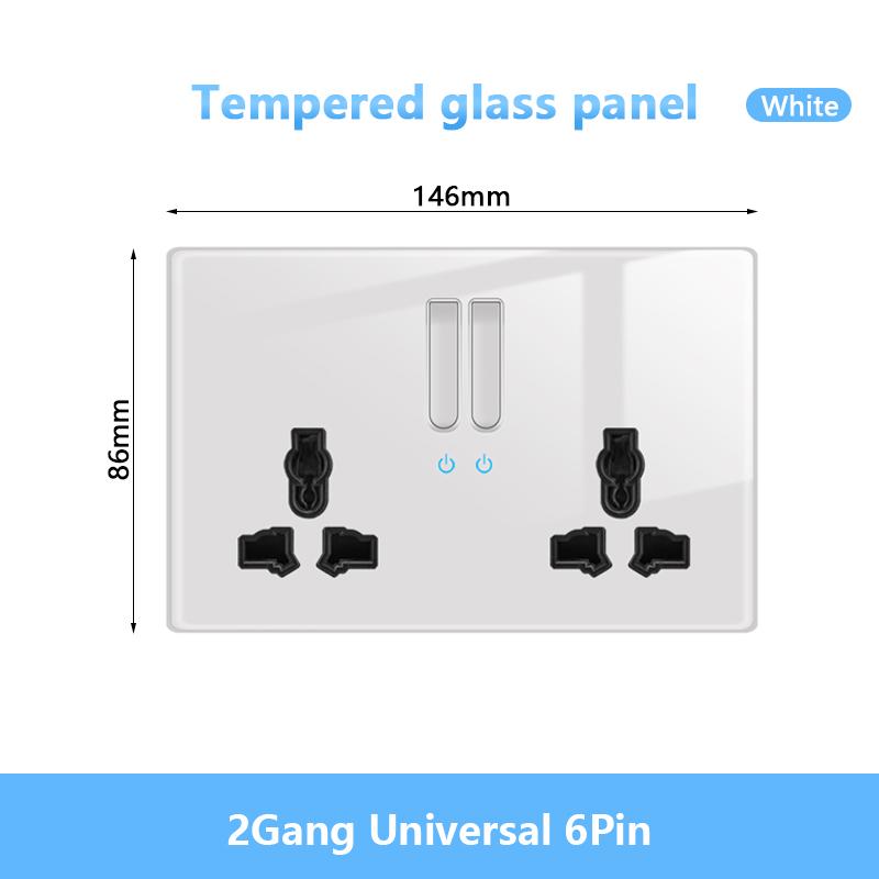 Белый светодиодный индикаторный световой выключатель Панель стеклянная клавиша пианино Самовосстанавливающийся настенный выключатель розетка, UK FR EU Универсальная электрическая розетка USB
