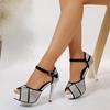 Sandals Women's Colorblock Peep Toe Platform Pumps Summer Fight Color Shoes Fish Mouth High Heels Sexy Thin Heels Dress Shoes