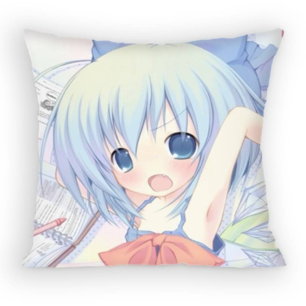 TOUHOU Project Cirno Cute Anime Girl Pillow Case Sofa Living Room Bedroom Headboard Backrest Cushion Square Cushion Nap Time