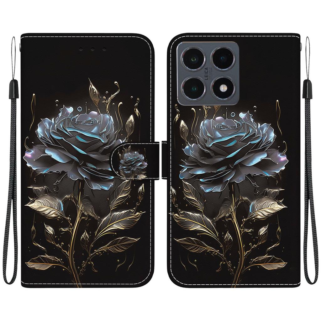 For Xiaomi 15T Wallet Phone Case Pattern Printing Leather Flip Cover with Strap