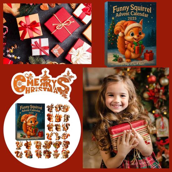 Белка Адвент-календарь 2025 24-дневный Рождественский календарь обратного отсчета с 24 2D акриловыми