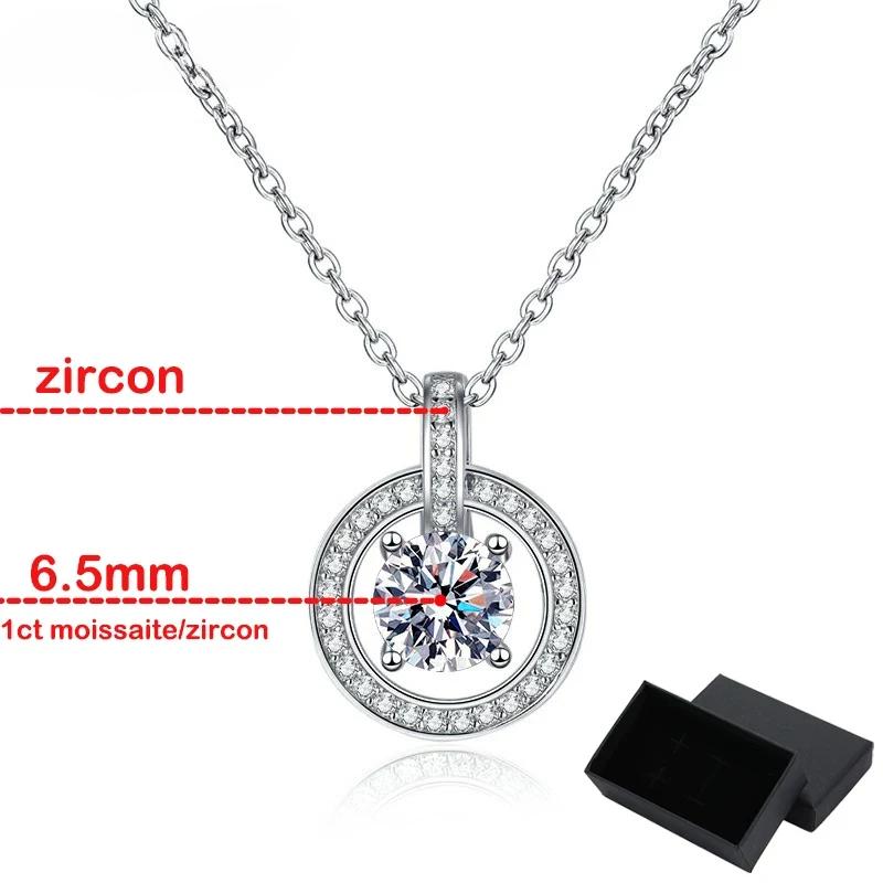 Moissanite Necklace for Women Top Quality 100% 925 Sterling Silver Sparkling Wedding Jewelry