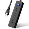 SAYBOUR Power Strip Extension Cord Magnet 9 Outlets Magnet Power Cord Table Tap Lightning Guard Group Switch Compact Black Multi-Tap (Black, 3.5m)