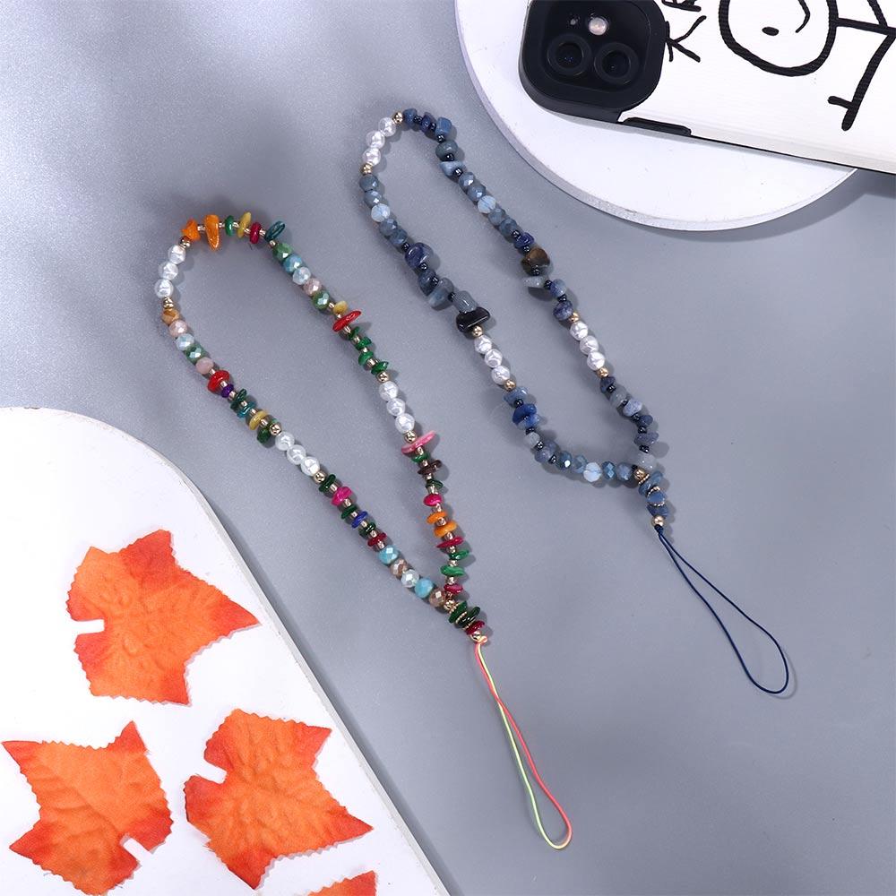 Подвесной шнурок из гравийного жемчуга для мобильного телефона, шнурок для сотового телефона, ремешок для мобильного телефона, цепочка из бусин