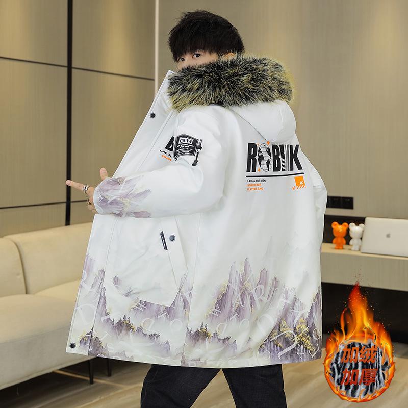 Зимняя мужская куртка из плотного хлопка с капюшоном 2023 года