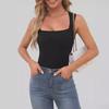 European & American Hot Girl Sleeveless Off-Shoulder Ribbed Strap Camisole Vest with Square Neck for Women - Summer Fashion.