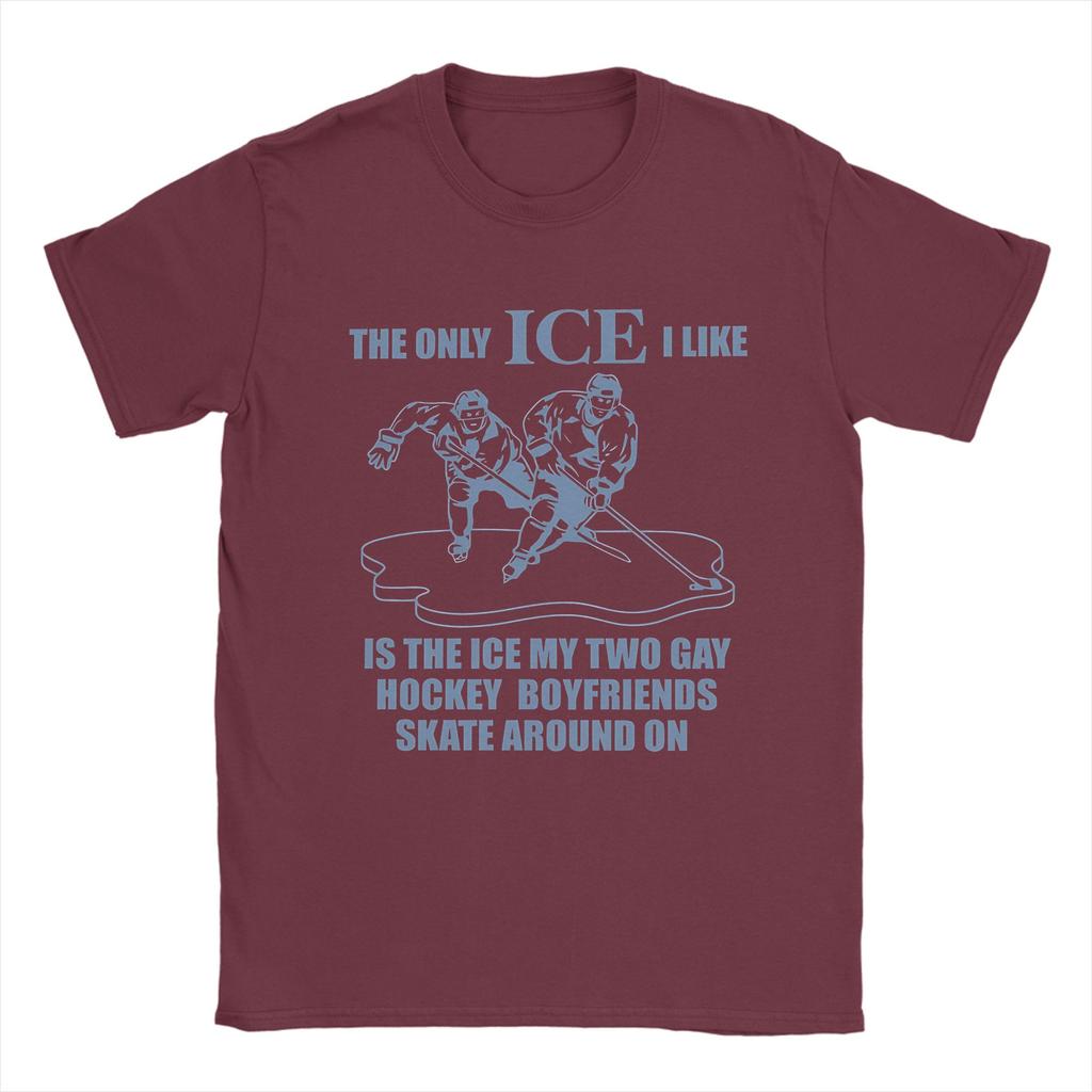 The Only Ice I Like Is The One My Hockey Boyfriends Skate On TShirts for Unisex Heated Rivalry Fun Pure Cotton Tee T Shirts