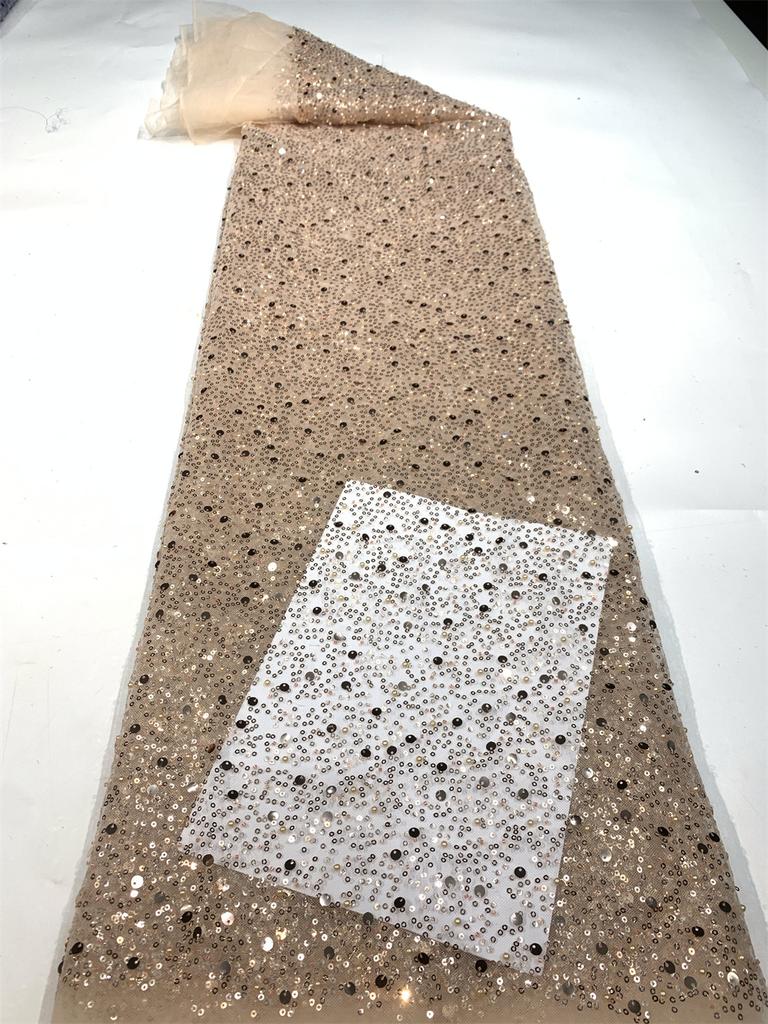 Роскошное французское сетчатое кружево с бисером Ткань 2025 Высокое качество Африканское Нигерийское Кружево с пайетками Кружево для женских свадебных платьев для вечеринок Шитье