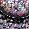 8mm 20pcs/bag Resin Czech Crystal Cube Square Faceted Beads UV Plated Part Earrings  DIY Bracelet Pendants Loose for Jewelry Making Handmade Crafts