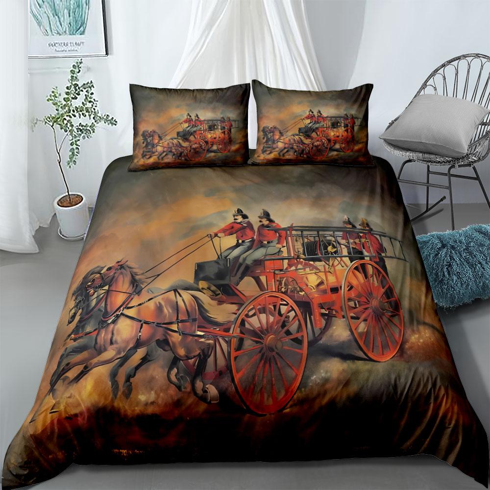 1800S Fire Brigade Duvet Cover Set King Queen Double Full Twin Single Size Bed Linen Set