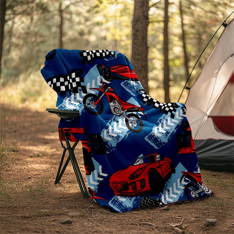 Racing Theme Printed Blanket - Perfect for Couch, Bed, Travel & Outdoor Use | Machine Washable, Cozy & Durable.
