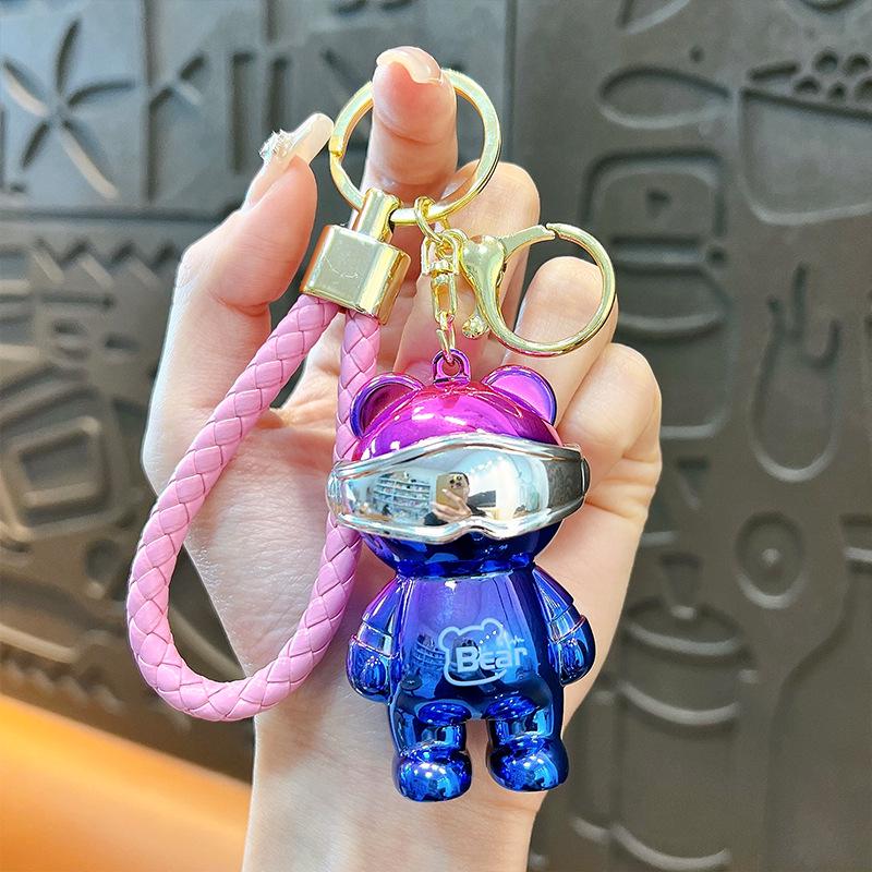 Креативный красочный светодиодный брелок в виде медведя-панка – гальванизированный ночник-подвеска для сумки в подарок