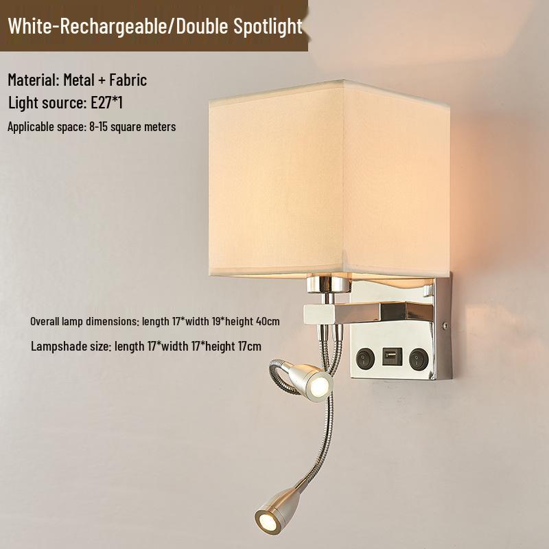 European LED Wall Lamp with USB: Dimmable Fabric Bedside Light for Bedrooms