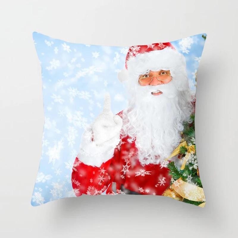 Рождественская наволочка, зимняя снежная сцена, наволочка с принтом Санта-Клауса, наволочка для гостиной, дивана, рождественское украшение для дома