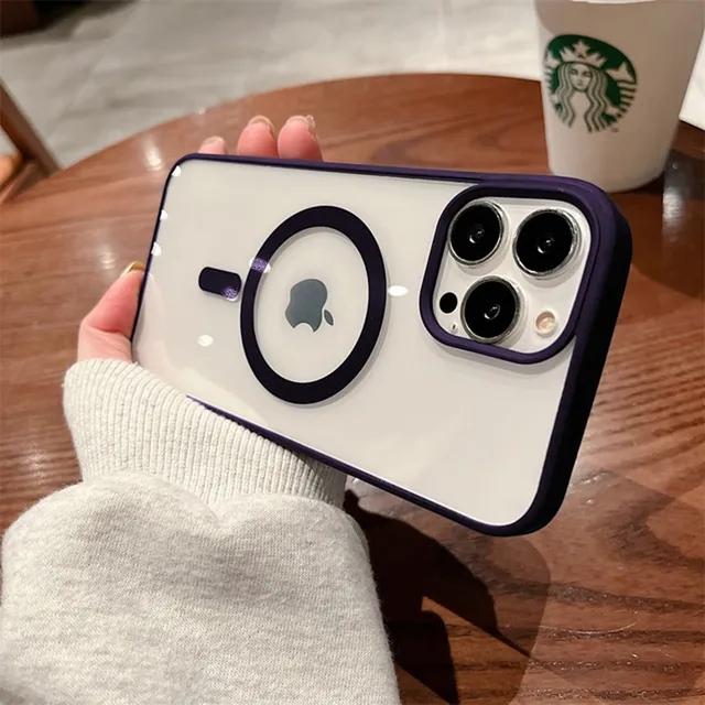 For iPhone 16 Pro Max Luxury Magsafe Magnetic Candy Frame Phone Case For iPhone 11 12 13 14 15 Plus Transparent Protective Cover