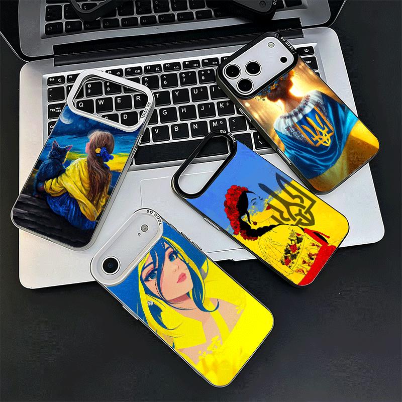 Сине-желтая украинская девушка Мягкий чехол для телефона для iPhone 15 16 17 Pro Max 17Air 16E 14 Plus 13 12 Mini Ударопрочный чехол Задняя крышка