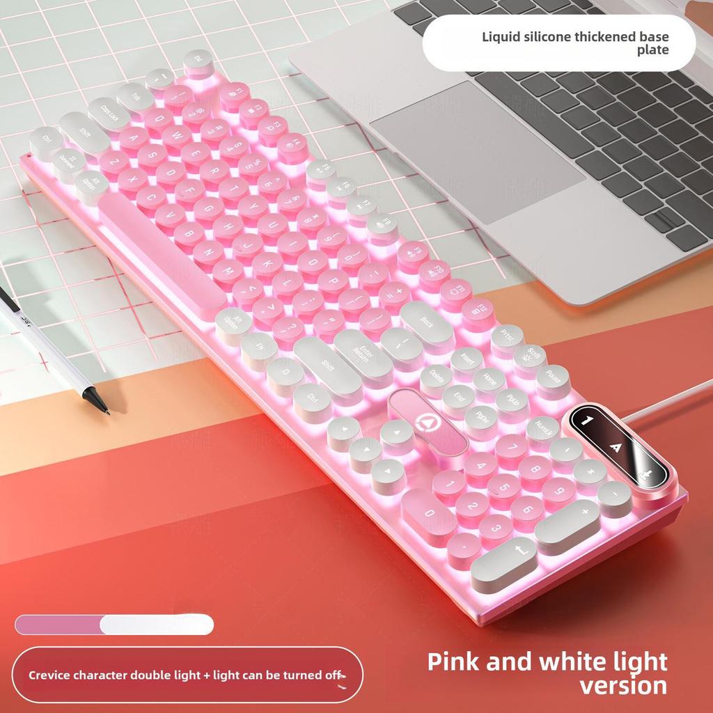 Проводная игровая клавиатура K600 с серебристой резьбой и колпачками в стиле панк