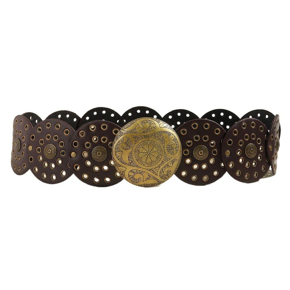 Metal Buckle Hollow Belt Y2K Wide Belts Vintage Disc Belts  for Women